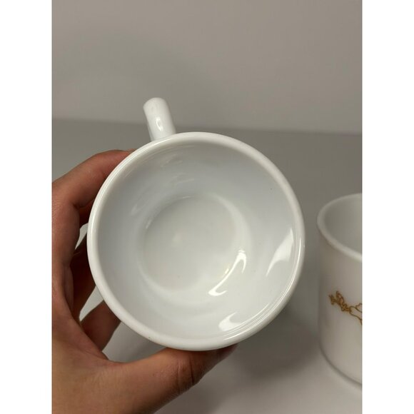 Vintage Corning Milk Glass Mug Cup Cherry Blossom Pattern Oriental Look Set of 2 - Picture 6 of 6